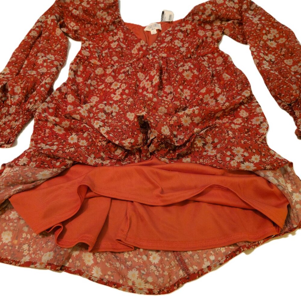 New Peach Love California boho dress Women's small red floral babydoll peasant - Picture 7 of 16
